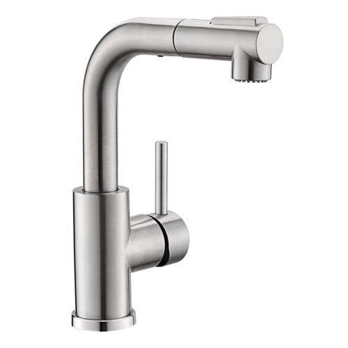 2 Spray Patterns Stainless Steel Pull Out Kitchen Faucet with Water Supply Hoses-Front_Standard 