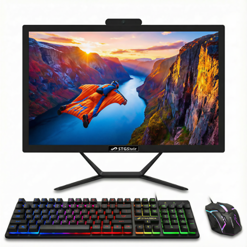 STGSivir - All in One Desktop PC, 21.5'' FHD Display, Intel Core i5 up to 3.6GHz, 16G RAM, 512G SSD, WiFi 5&BT, Win11H - Black-Front_Standard 