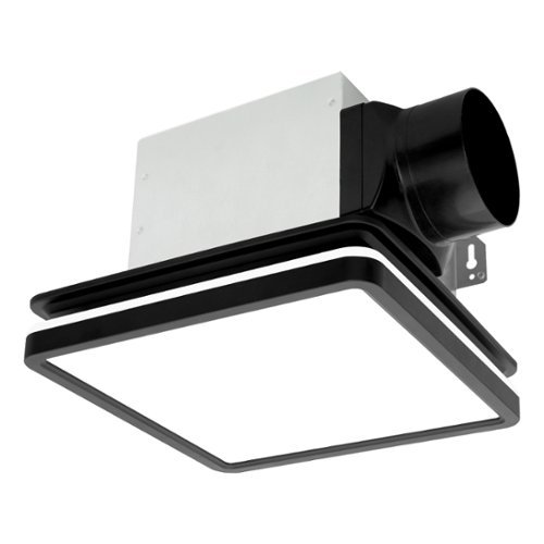 Akicon - Bathroom Exhaust Fan with Light, Dimmable 3CCT LED Light with Night Light, 80 CFM, 2 Sones, Square - Black-Front_Standard 
