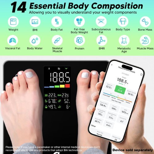 Arboleaf  Smart Scale, 14 Body Composition Metrics, App Sync, Accurate Weighing Machine,  FSA or HSA eligible - Black WHERE TO BUY