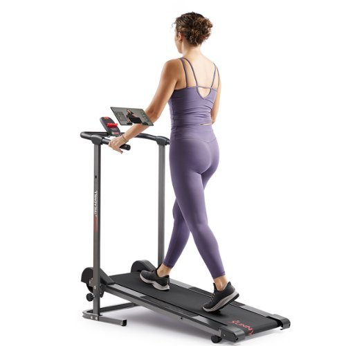 Sunny Health & Fitness - Compact Foldable Manual Treadmill - Light grey-Front_Standard 