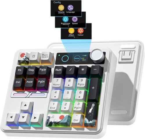 Womier - SK30 Mechanical Numpad, Mini Keyboard,Macro Software RGB Number Pad Hotswap with Screen & Knob for Mac Windows - White-Front_Standard 