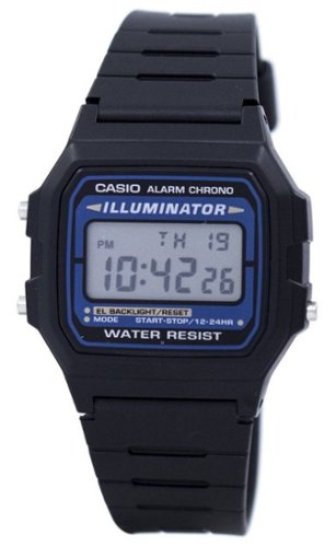 Casio - F-105W Digital Quartz Alarm Chrono Illuminator F-105W-1ADF WR Mens Watch - Black-Front_Standard 