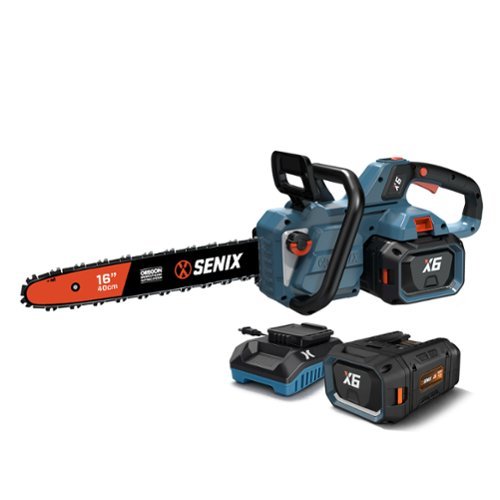 SENIX - X6 60V Max* 16" Cordless Chainsaw, Brushless (4.0 Ah Battery & Charger Included) - Blue-Front_Standard 