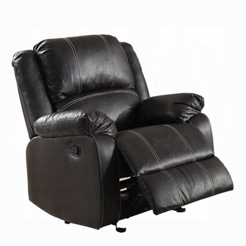 Manhattan Lane - Zuru Motion Manual Rocker Recliner Chair, Plush Faux Leather - Black-Front_Standard 