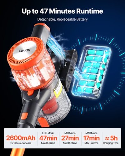 VEVOR Cordless Vacuum Cleaner, 40KPA Max Suction, Rechargeable