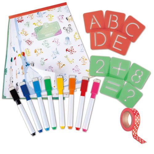 Hape - Hape: Letters & Numbers Tracing - 66pc Activity Set, Stencils, 4+