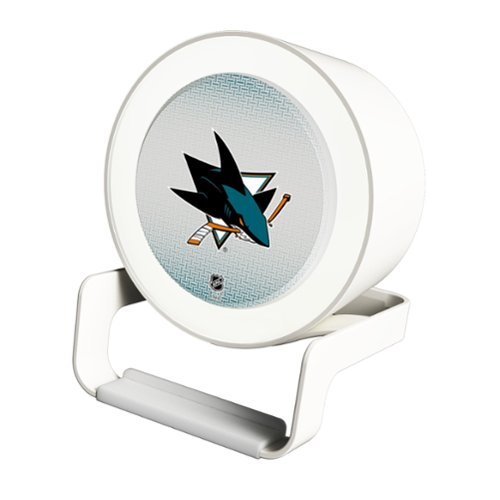 Keyscaper - San Jose Sharks Linen Print Nightlight Charger & Bluetooth Speaker - White-Front_Standard 