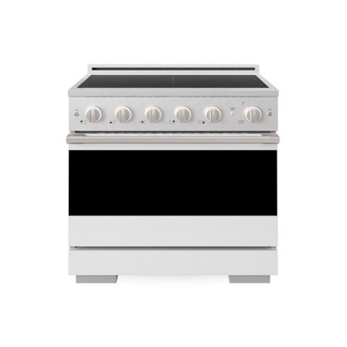 ZLINE - 36 in. 5.2 cu. ft. Marino Freestanding Induction Range with 5 Burners and Convection Oven in Satin Steel w/ white Door - White Matte