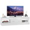 Bestier - 60 Inch LED TV Stand for TVs up to 65 Inch Glossy Media Console with Storage Drawer & LED Remote Control - White-Front_Standard