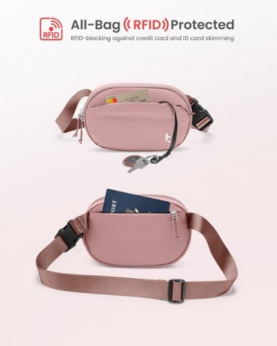 tomtoc SlingBean-T32 1.5L Sling Bag with RFID Blocking, Belt Bag Fanny Pack Waist Bag Crossbody Bag for Travel, Everyday - Pink GLOBAL SHIPPING