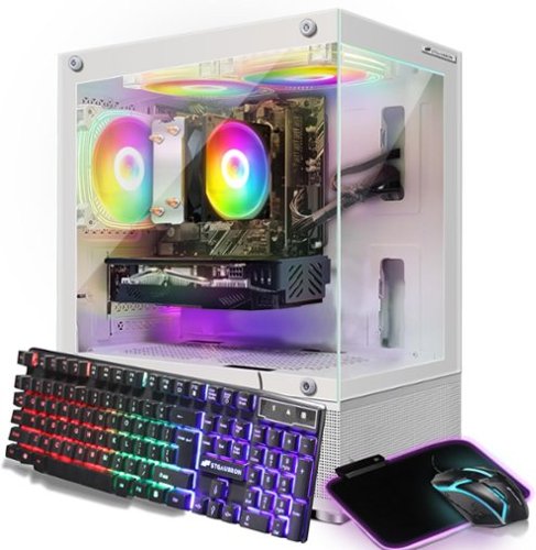 STGAubron - Gaming PC Computer Desktop, AMD Athlon 3000G 3.5Ghz, Radeon RX 580 16G GDDR5, 16G DDR4, 1T SSD, Win11 H, White - Black-Front_Standard 
