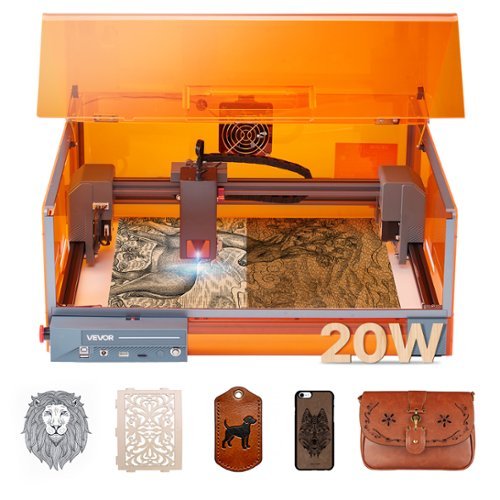 VEVOR - Laser Engraver, 20W, Laser Engraving and Cutting Machine with Enclosure, Laser Cutter Engraver Machine, 7000 mm/min-Front_Standard 