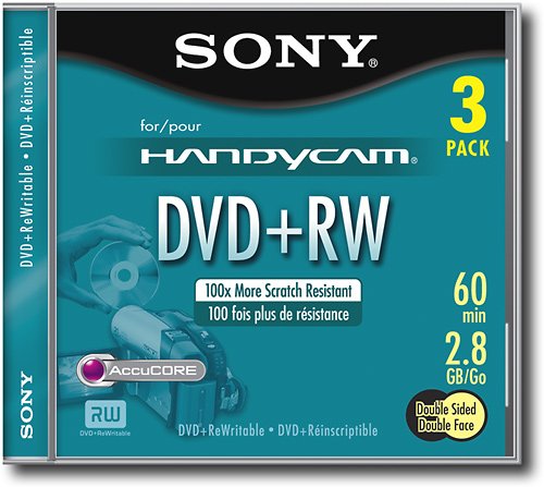  Sony - DVD Rewritable Media - DVD RW - 2.80 GB - 3 Pack - White