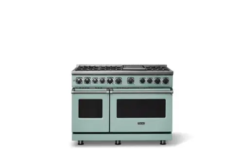 Front. Viking - 48 in. Wide 6 Burner Dual Fuel Sealed Burner Range with Griddle - Splash.