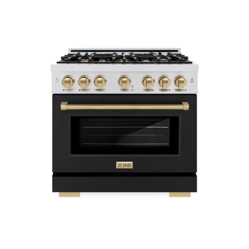 ZLINE - Autograph 36 in. Freestanding Select Satin Steel Gas Range w/ Black Door & Bronze Accents - Satin Stainless Steel