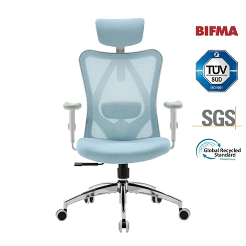 SIHOO - M18 Ergonomic Office Chair, Computer Desk Chair with Adjustable Headrest, High Back Swivel Chair for Home Office - Blue-Front_Standard 