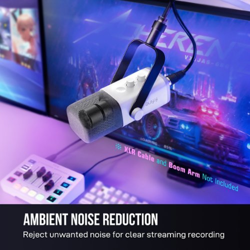 FIFINE  USB/XLR Dynamic Microphone, RGB Mic for PC & Mobile, Streamer & Gamer -White AM8W GLOBAL SHIPPING