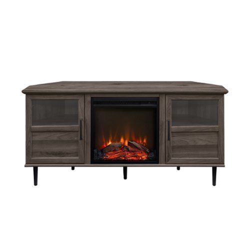 Walker Edison - Contemporary Corner Fireplace TV Stand for Most TVs up to 65” - Slate Grey/Black-Front_Standard 