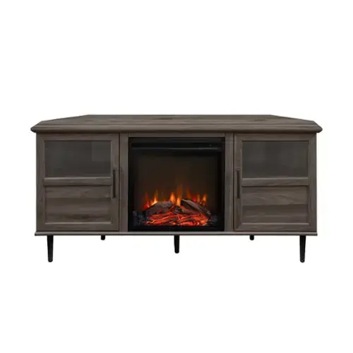 Walker Edison Contemporary Corner Fireplace TV Stand for Most TVs up to