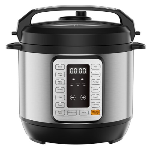 Sweet - 8QT Electric Pressure Cooker, 12-in-1 Stainless Steel Multi-Cooker with Digital Display, Silvery - Silver-Front_Standard 