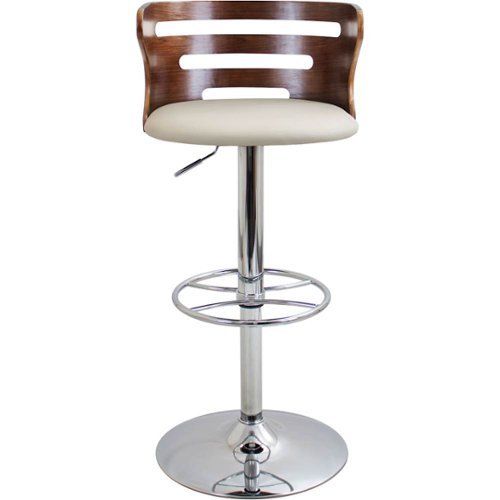 LumiSource - Cosi PU Leather Barstool - Walnut/Cream-Front_Standard 
