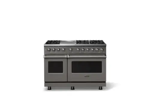 Front. Viking - Pro 5 Series 7.3 Cu. Ft. Freestanding Sealed 6B LP Dual Fuel Convection Range/Griddle - Damascus Gray - Damascus Gray.