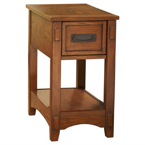 Hivvago - Mission Style 1-Drawer End Table Nightstand Wood Finish - Brown-Front_Standard 