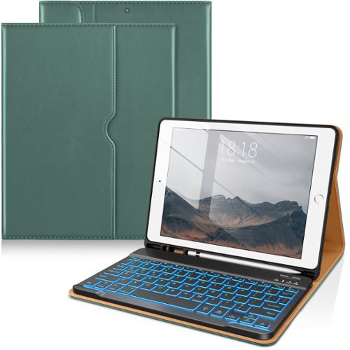 DTTO - Case for iPad 10.2" (7th/8th/9th Gen) Case with Detachable Backlit Keyboard, Pencil Holder & Pocket - Midnight Green-Front_Standard 