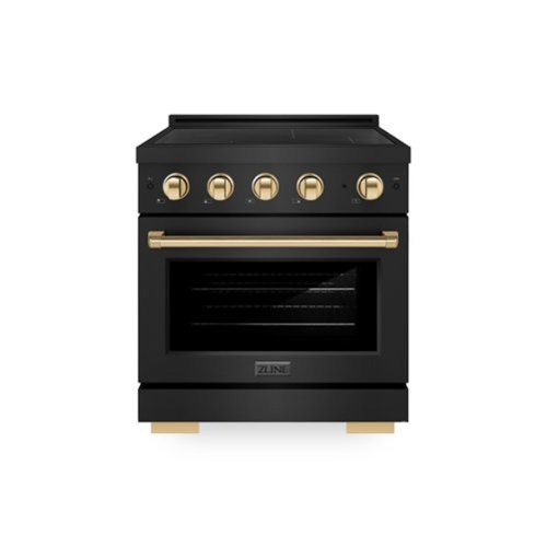 ZLINE - Autograph 30 in. 4.2 cu. ft. Paramount Freestanding Induction Range with 4 Burners in Black Steel with Gold Accents - Black Stainless Steel