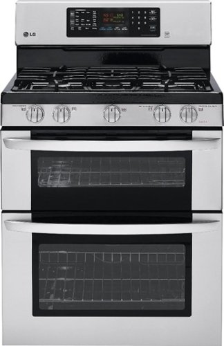  LG - 6.1 Cu. Ft. Freestanding Double Oven Gas True Convection Range with EasyClean and IntuiTouch Controls - Stainless Steel