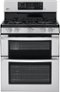 LG - 6.1 Cu. Ft. Freestanding Double Oven Gas True Convection Range with EasyClean and IntuiTouch Controls - Stainless Steel-Front_Standard