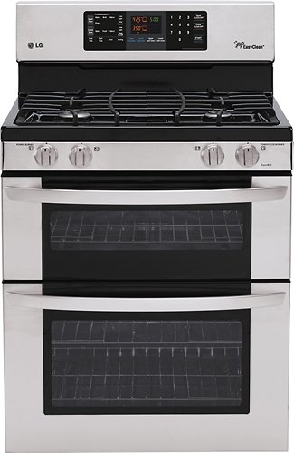  LG - 6.1 Cu. Ft. Freestanding Double Oven Gas Range with EasyClean and WideView Window - Stainless Steel