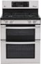 LG - 6.1 Cu. Ft. Freestanding Double Oven Gas Range with EasyClean and WideView Window - Stainless Steel-Front_Standard