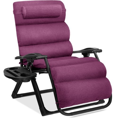 Best Choice Products - Oversized Zero Gravity Chair, Folding Recliner w/ Removable Cushion, Side Tray - Amethyst Purple-Front_Standard 