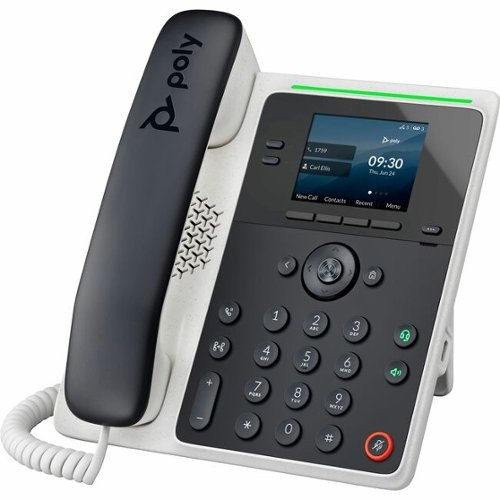 HP - Poly Edge E100 IP Phone - Corded - Corded - 3 Multiple Conferencing - Desktop, Wall Mountable - White, Midnight Blue - White,Midnight Blue-Front_Standard 