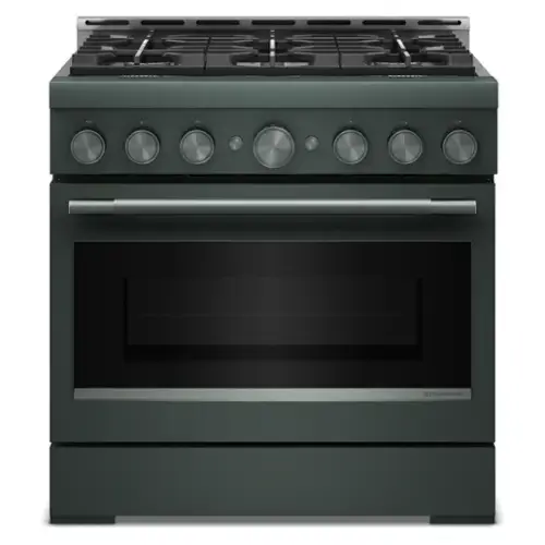 Front. KitchenAid - 36 in. Wide 6 burners 5.1 cu. ft. Commercial Gas Range with No Preheat Air Fry Mode and 6 Burner - Juniper.