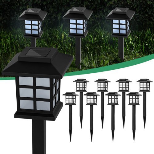 Oumilen - Solar Outdoor Lights,12 Pack LED Solar Lights Outdoor Waterproof - Cool White-Front_Standard 