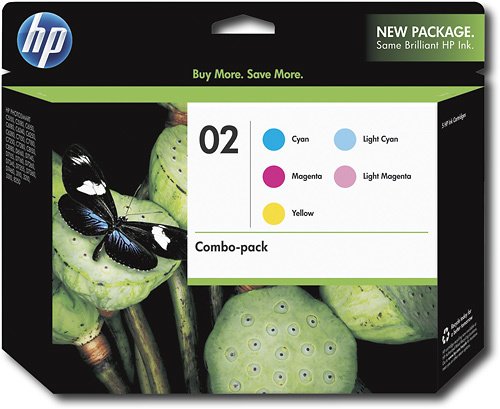  HP - 02 4-Pack Cyan/Magenta Original Ink Cartridges - Black, Cyan, Magenta, Yellow