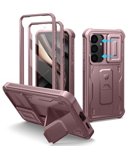 dexnor - for Samsung Galaxy S25 Case with Built-in Slide Camera Cover & Screen Protector & Kickstand - Peony Pink-Front_Standard 