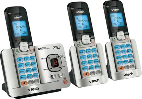  VTech - DS6521-3 Connect to Cell DECT 6.0 Expandable Phone System with Digital Answering System - Silver/Black
