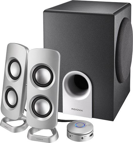  Insignia™ - Powered Computer Speakers with Subwoofer (3-Piece) - Black/Silver/Gray