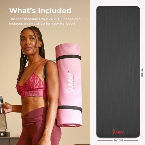 Sunny Health & Fitness Premium 1/2 Inch Extra Thick Exercise Yoga
