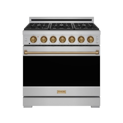 Gordon Ramsay Series by Thor Kitchen 6.0 Cu. Ft Freestanding Gas Range with Bronze Hardware - Stainless Steel