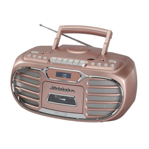 Studebaker - SB2150 Retro Bluetooth Boombox with CD/Cassette Player-Recorder and AM-FM Radio - Rose Gold