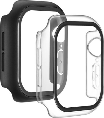 Insignia™ Bumper with Glass Screen Protector for Apple Watch 42mm - Black and Clear HOW TO BUY