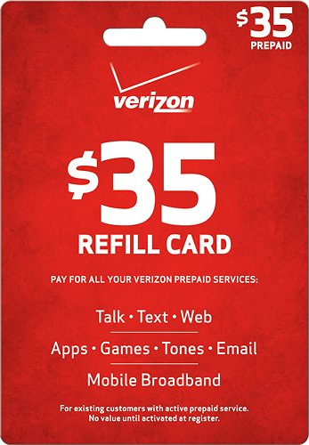  Verizon Wireless Prepaid - $35 Top-Up Card - Red