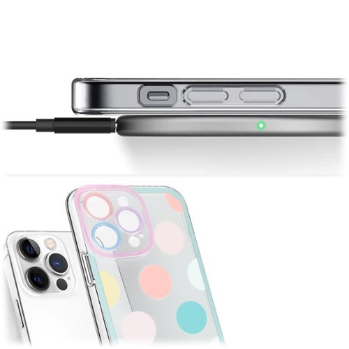 SaharaCase PolkaDot Hybrid-Flex Hard Shell Case for Apple iPhone 14 Pro Max - Clear/Pink/Teal GLOBAL SHIPPING
