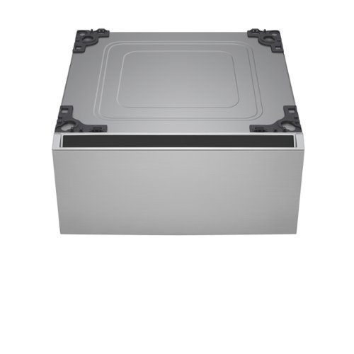 SIGNATURE 29-in Wide Laundry Pedestal with Storage Drawer for select LG Stackable Washers and Dryers - Platinum Steel