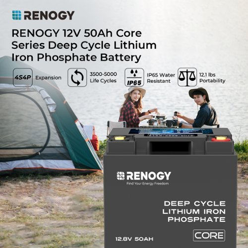 Renogy - 12V 50Ah Core Series Deep Cycle Lithium Iron Phosphate Battery